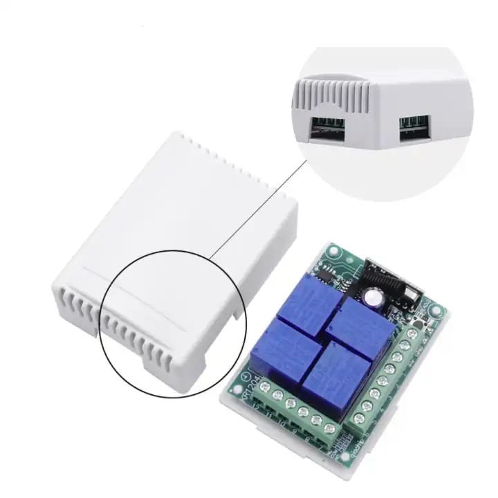 4-Channel 433MHz Wireless Remote Control Switch with Relay Module for 12V DC Applications