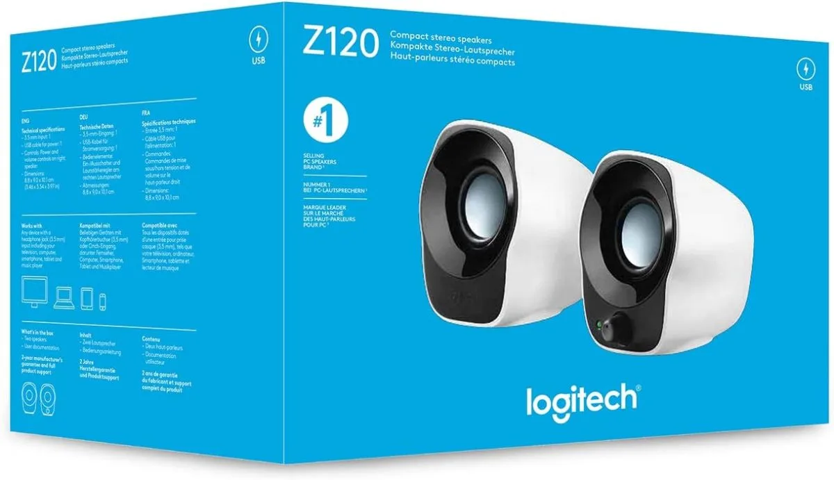 Logitech Stereo Speakers Z120 USB Powered White
