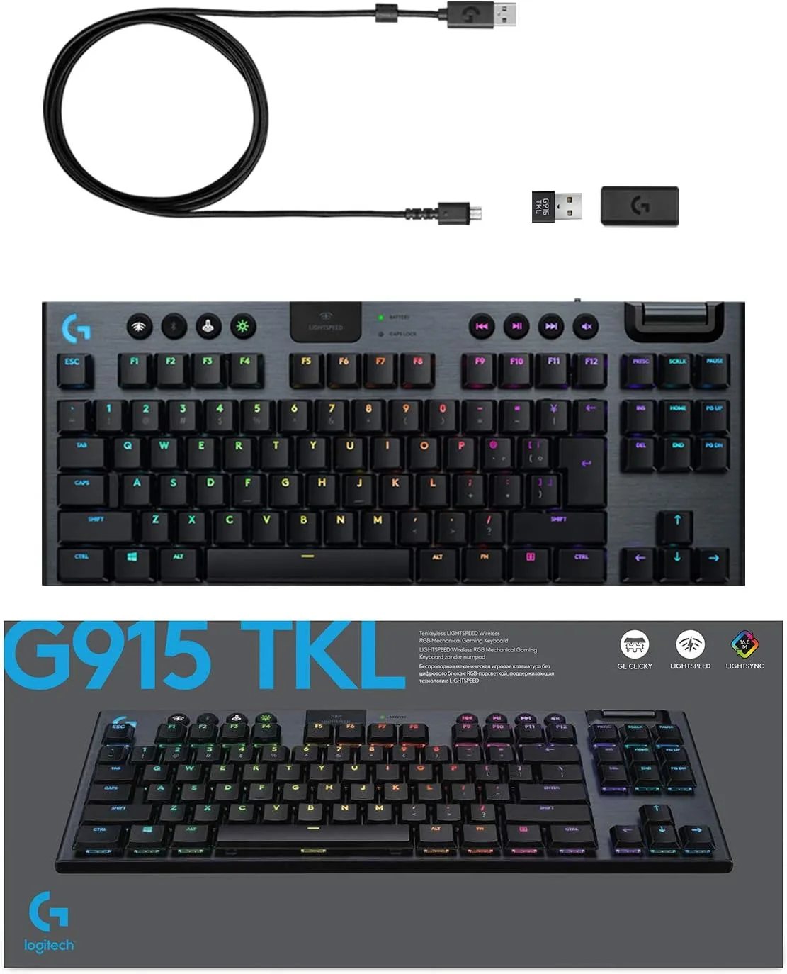 Logitech G915 Wireless RGB Mechanical Gaming Keyboard Tactile switches