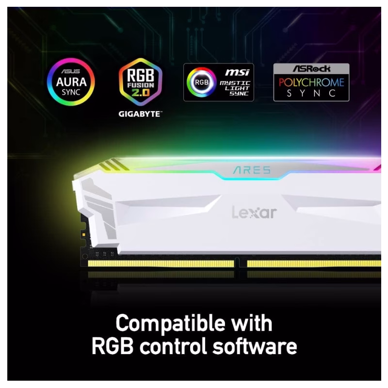 32GB DDR5 6400MHz RGB Lexar White