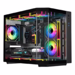 SAMA Neview 2771M MATX Tempered Glass Gaming Case (3 Pre-Installed ARGB Fans + ARGB FAN hub) – Black - Image 2