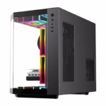 SAMA Neview 2771M MATX Tempered Glass Gaming Case (3 Pre-Installed ARGB Fans + ARGB FAN hub) – Black - Image 4