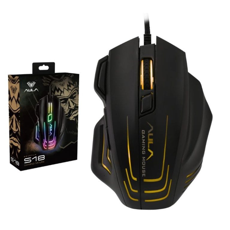 AULA S18 RGB 7-Buttons 4000 DPI Wired Gaming Mouse Black