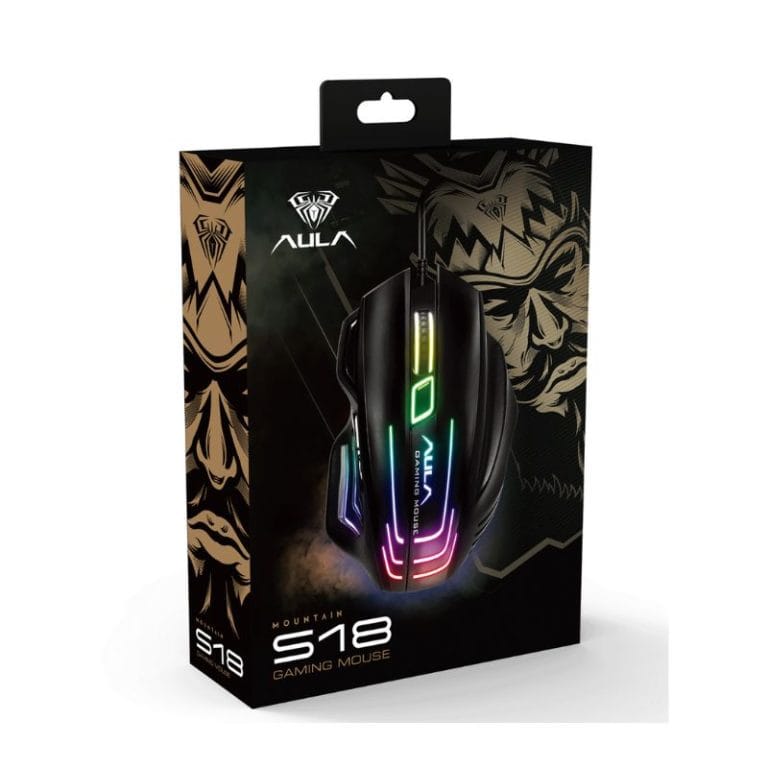 AULA S18 RGB 7-Buttons 4000 DPI Wired Gaming Mouse Black