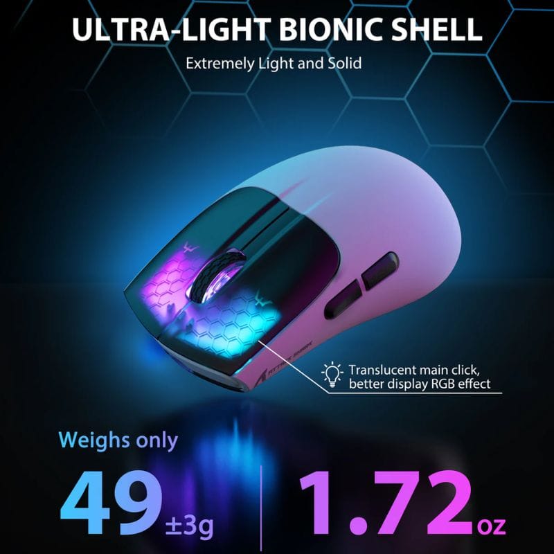 Attack Shark X5 RGB Honeycomb Gaming Mouse Wired/Wireless - White