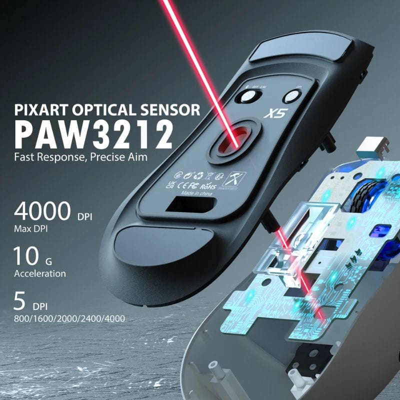 Attack Shark X5 RGB Honeycomb Gaming Mouse Wired/Wireless - Black