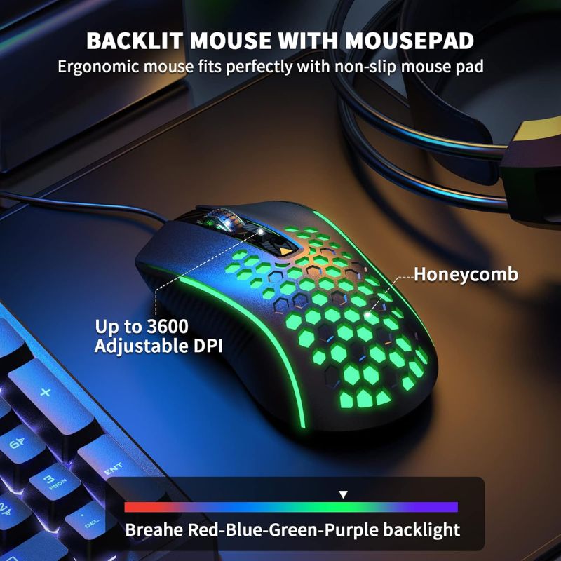 AULA T650 Gaming Keyboard Mouse Headset and Mousepad Combo