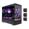 Jungle Leopard MS-01G Mid Tower MATX Gaming Case (3 Pre-Installed ARGB Fans) – Black