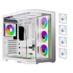 Jungle Leopard AS-01T Mid Tower ATX Gaming Case (4 Pre-Installed ARGB Fans) – White
