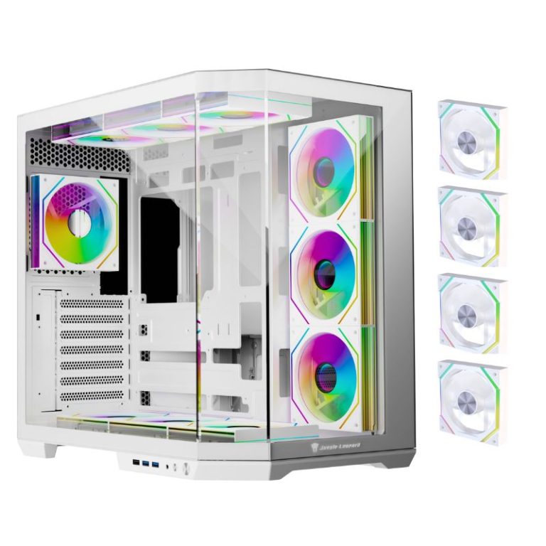 Jungle Leopard AS-01T Mid Tower ATX Gaming Case (4 Pre-Installed ARGB Fans) – White