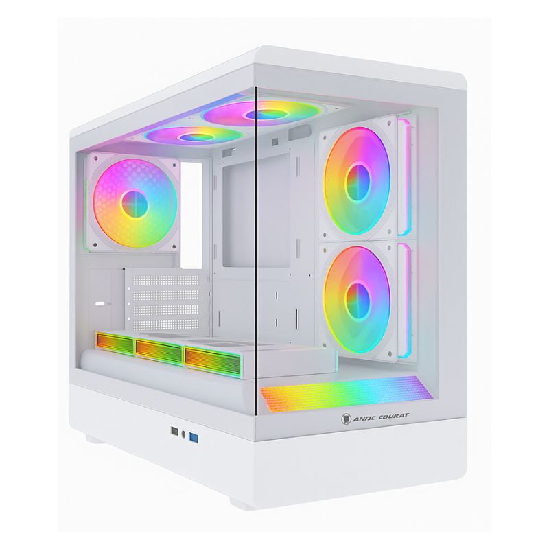 Jungle Leopard MS-01G Mid Tower ATX Gaming Case (3 Pre-Installed ARGB Fans) – White