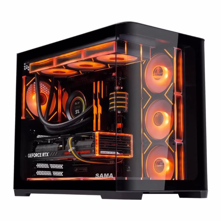 SAMA 2851A ATX Mid-Tower Gaming Case (With 4-ARGB Pre-installed fans & Fan Hub) - Black