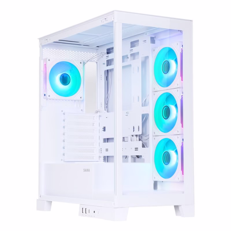 SAMA Neview 3321 ATX Mid Tower Gaming Case (4-ARGB Pre-installed fans & Hub Control) - White