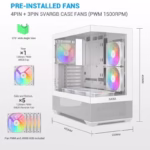 SAMA V40 ATX Mid Tower PC Case (With 6 Pre-Installed ARGB Fans) - White