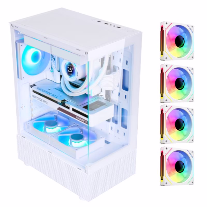 SAMA Neview 3321 ATX Mid Tower Gaming Case (4-ARGB Pre-installed fans & Hub Control) - White