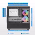 SAMA V40 ATX Mid Tower PC Case (With 6 Pre-Installed ARGB Fans) - Black