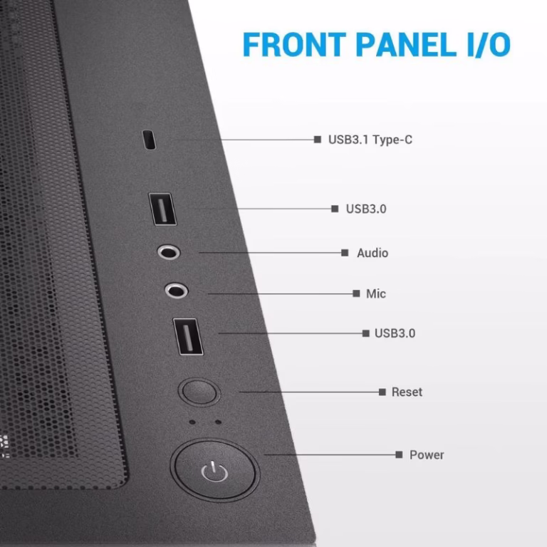 SAMA V40 ATX Mid Tower PC Case (With 6 Pre-Installed ARGB Fans) - Black