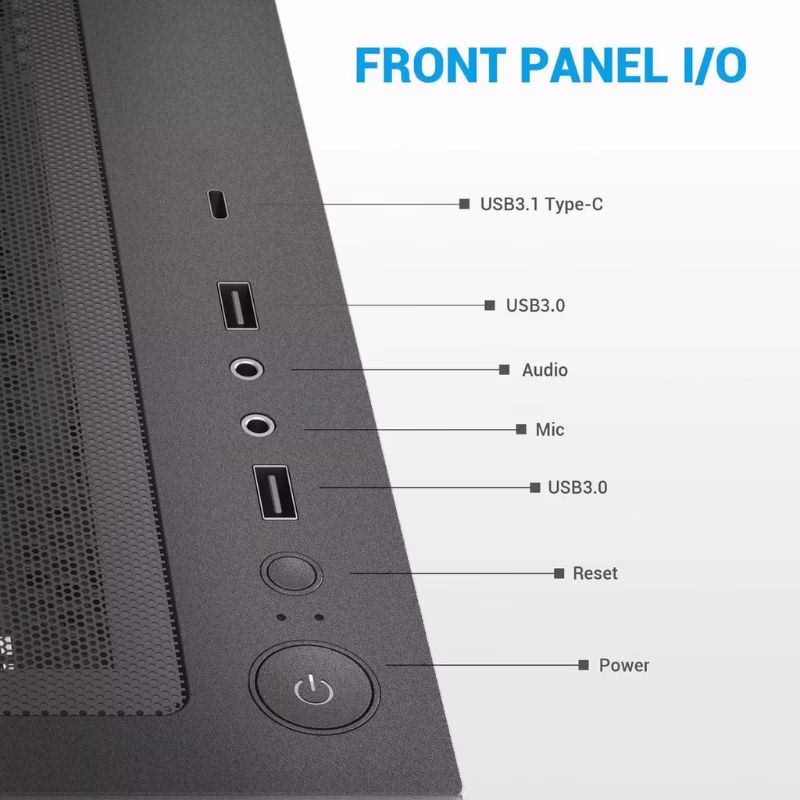 SAMA V40 ATX Mid Tower PC Case (With 6 Pre-Installed ARGB Fans) - Black