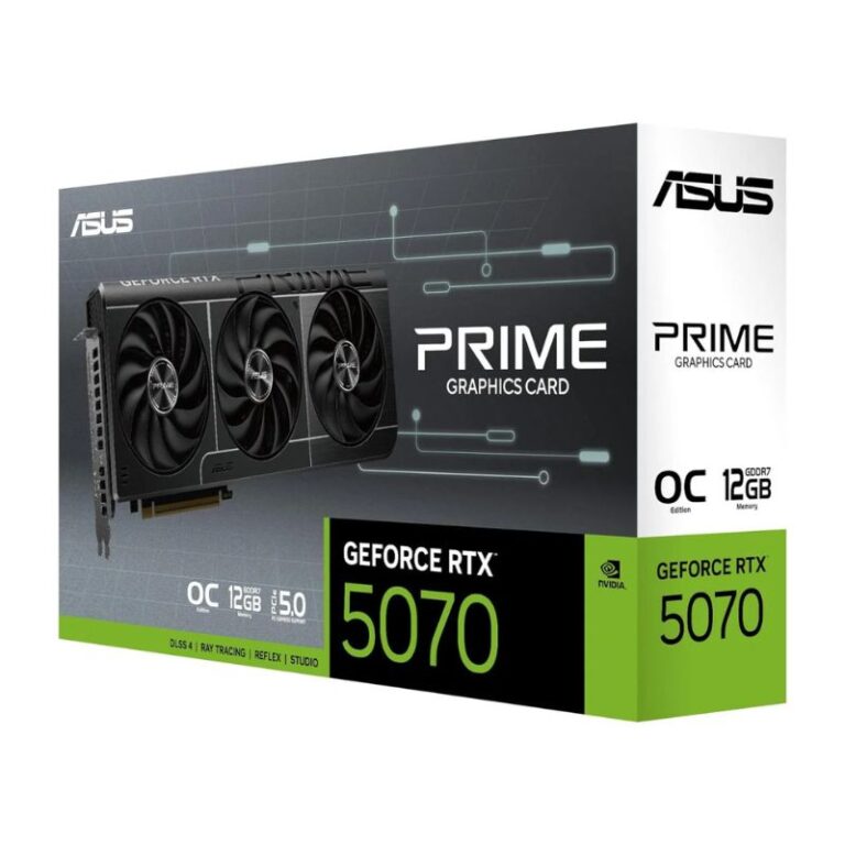 ASUS PRIME GeForce RTX 5070 OC Edition 12GB GDDR6X Graphics Card – Black