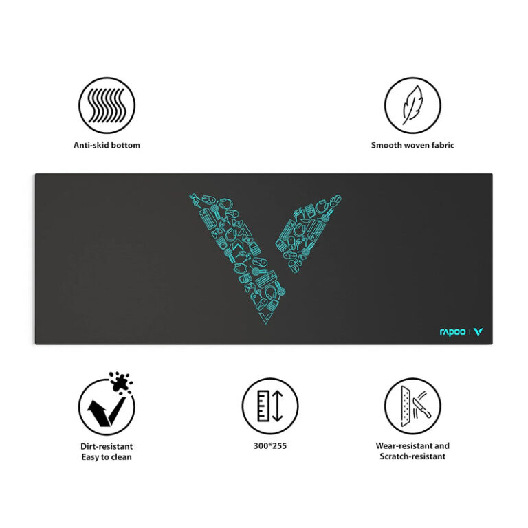 Rapoo V1L 800x300mm Anti-Skid Smooth Woven Fabric Mouse Pad - Black